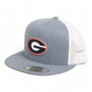 Georgia Bulldogs Power G 3D YP Snapback Flat Bill Trucker Hat- Heather Grey/ White