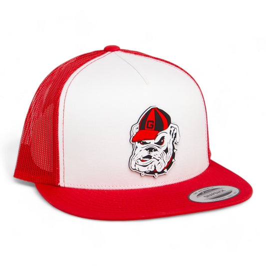 Georgia Bulldogs Retro UGA 3D YP Snapback Flat Bill Trucker Hat- White/ Red