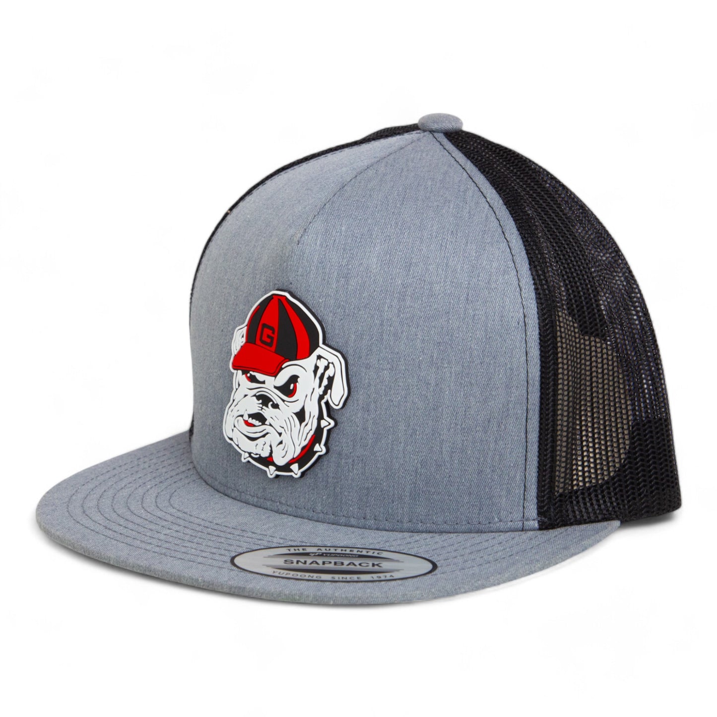 Georgia Bulldogs Retro UGA 3D YP Snapback Flat Bill Trucker Hat- Heather Grey/ Black