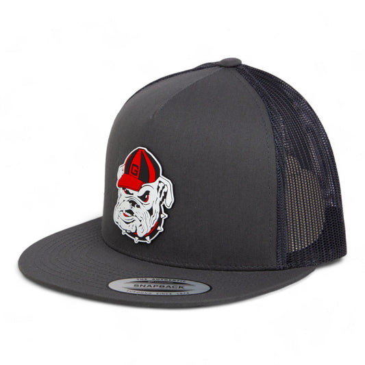 Georgia Bulldogs Retro UGA 3D YP Snapback Flat Bill Trucker Hat- Charcoal/ Black