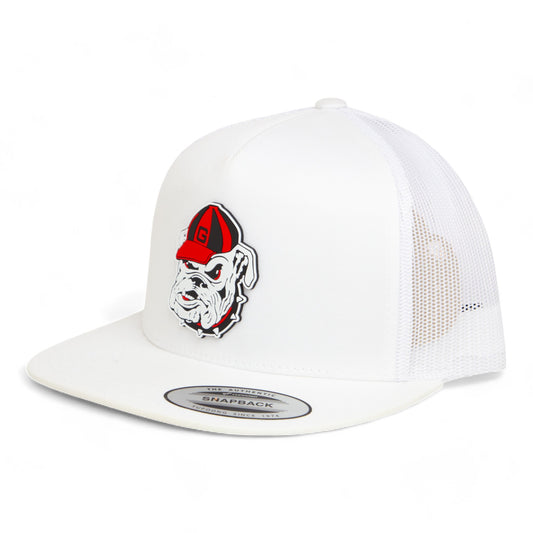 Georgia Bulldogs Retro UGA 3D YP Snapback Flat Bill Trucker Hat- White