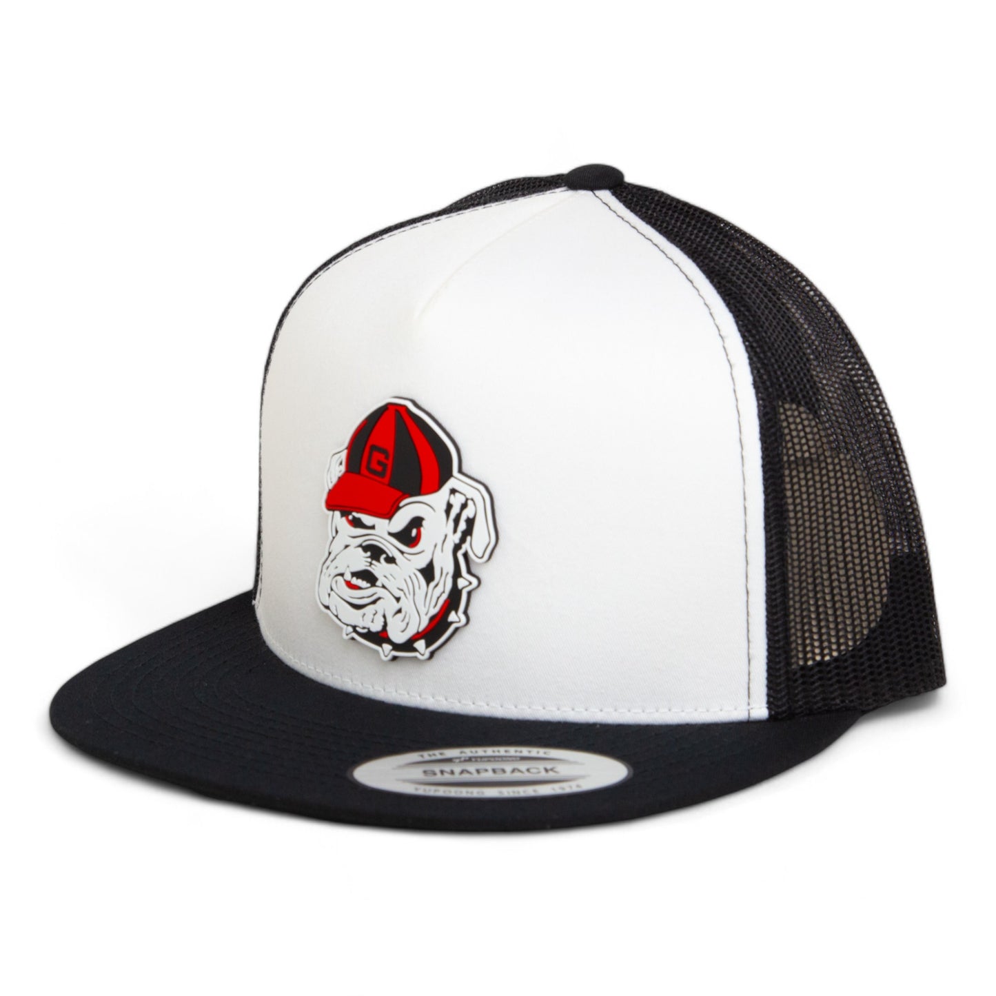 Georgia Bulldogs Retro UGA 3D YP Snapback Flat Bill Trucker Hat- White/ Black