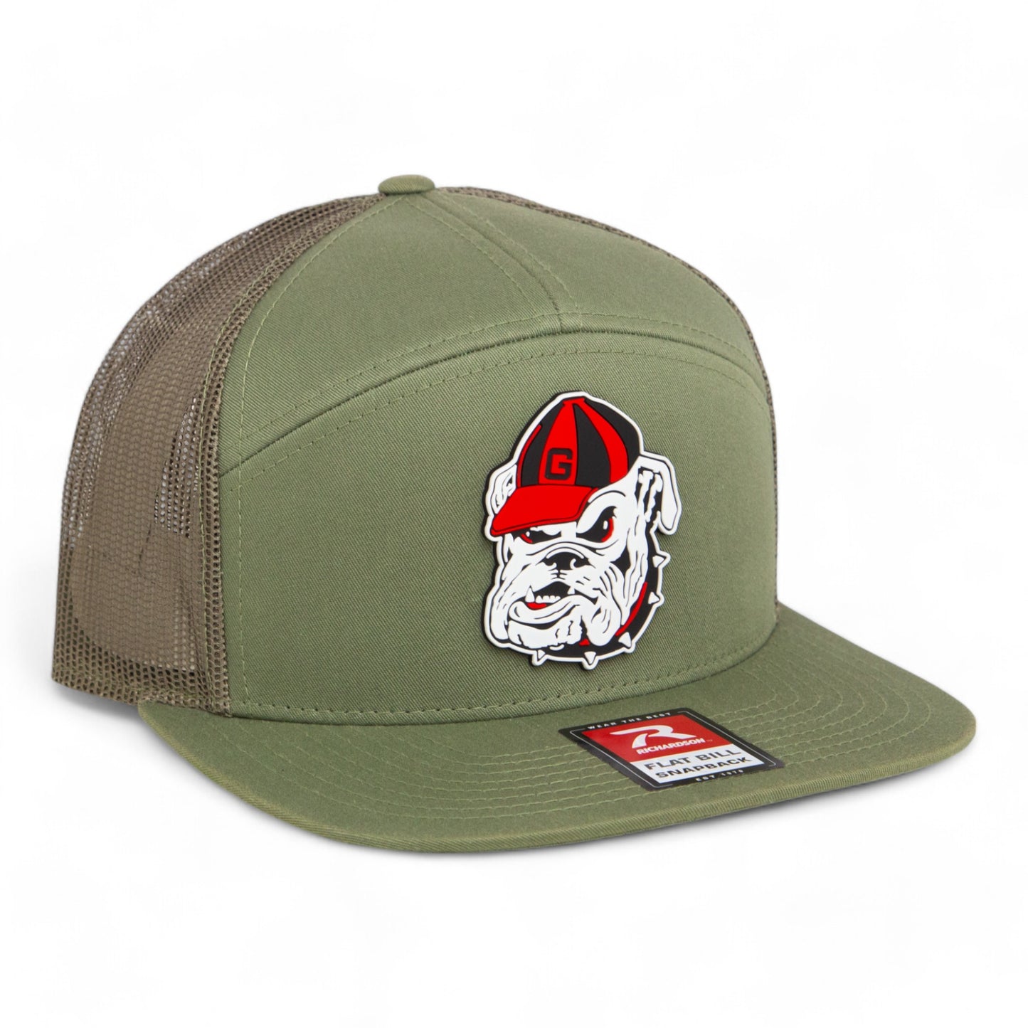 Georgia Bulldogs Retro UGA 3D Snapback Seven-Panel Flat Bill Trucker Hat- Loden Green