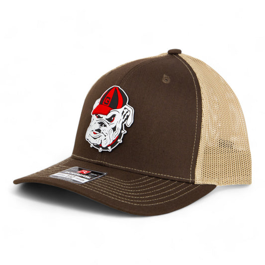 Georgia Bulldogs Retro UGA 3D Snapback Trucker Hat- Brown/ Tan