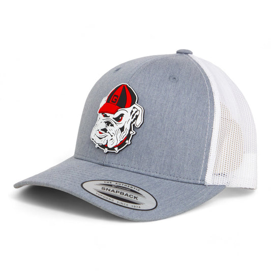 Georgia Bulldogs Retro UGA 3D YP Snapback Trucker Hat- Heather Grey/ White