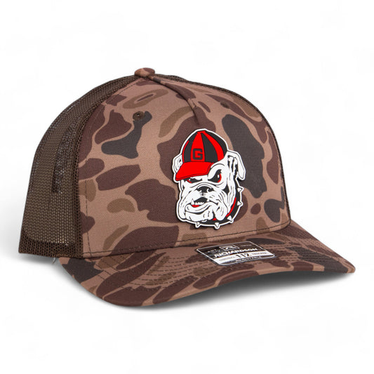 Georgia Bulldogs Retro UGA 3D Snapback Trucker Hat- Bark Duck Camo/ Brown