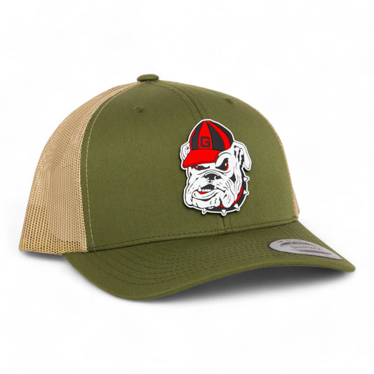 Georgia Bulldogs Retro UGA 3D YP Snapback Trucker Hat- Moss/ Tan