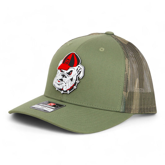 Georgia Bulldogs Retro UGA 3D Snapback Trucker Hat- Loden/ Green Camo