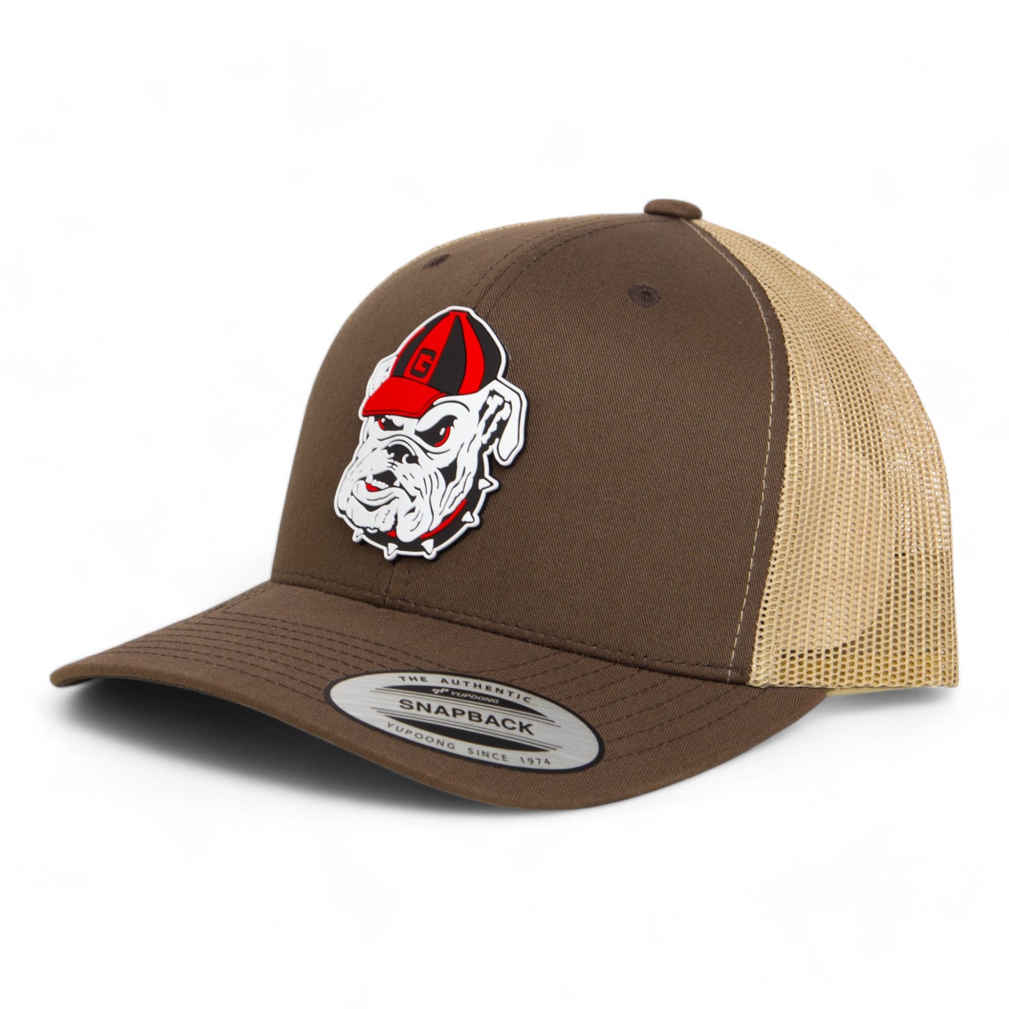 Georgia Bulldogs Retro UGA 3D YP Snapback Trucker Hat- Brown/ Tan