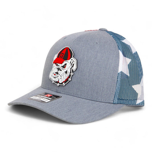 Georgia Bulldogs Retro UGA 3D Snapback Trucker Hat- Heather Grey/ Stars & Stripes