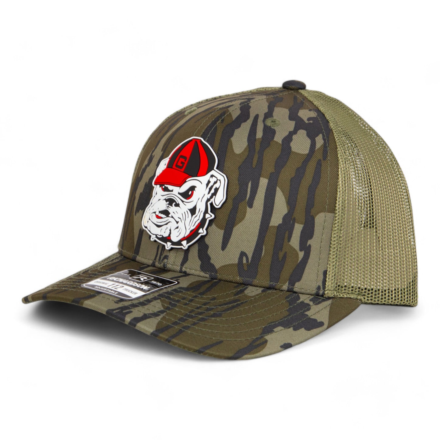 Georgia Bulldogs Retro UGA 3D Snapback Trucker Hat- Mossy Oak Bottomland/ Loden