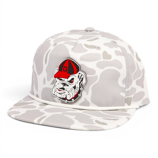 Georgia Bulldogs Retro UGA 3D Umpqua Rope Hat- Blizzard Duck Camo/ White