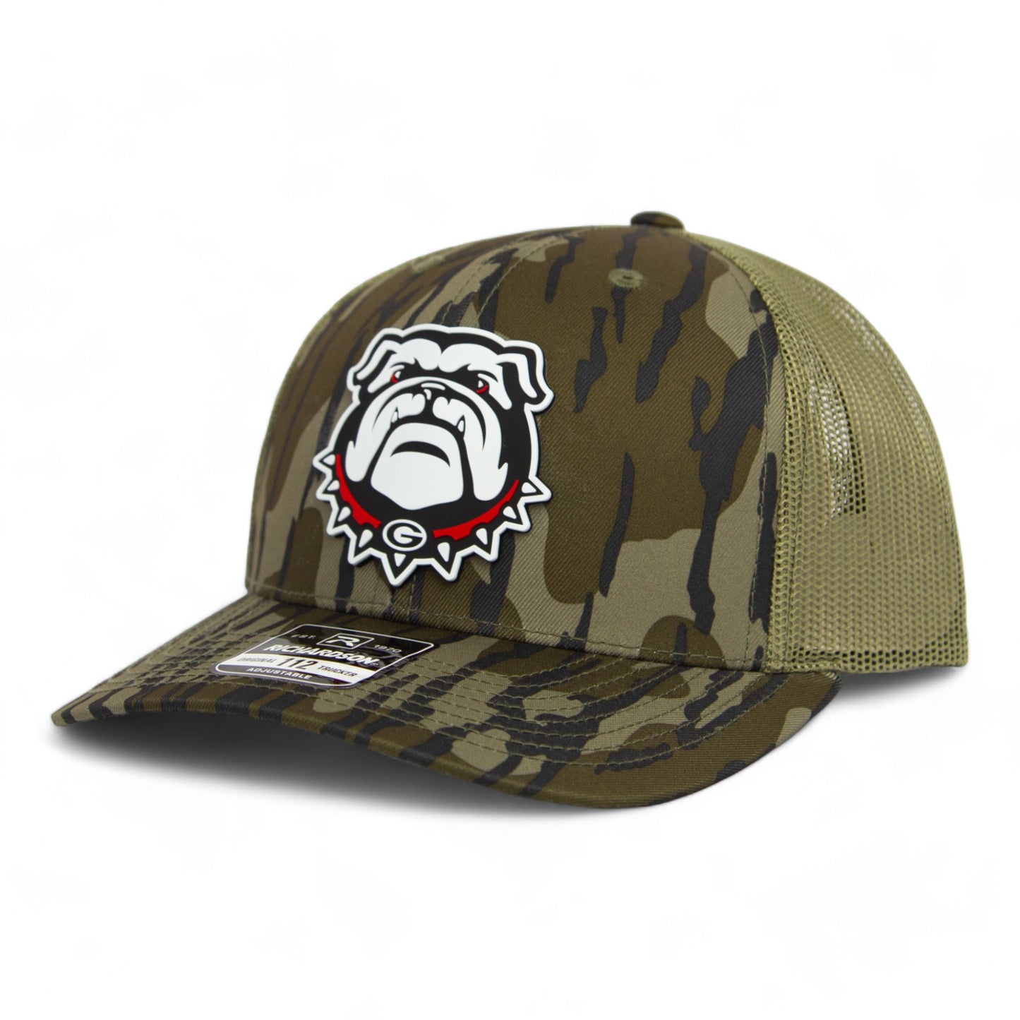 Georgia Bulldogs UGA 3D Snapback Trucker Hat- Mossy Oak Bottomland/ Loden