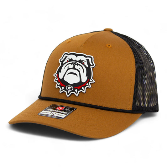 Georgia Bulldogs UGA 3D Snapback Trucker Rope Hat- Carmel/ Black