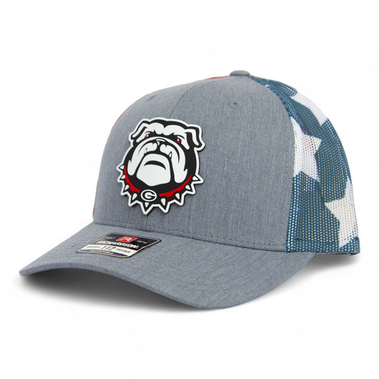 Georgia Bulldogs UGA 3D Snapback Trucker Hat- Heather Grey/ Stars & Stripes