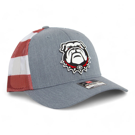 Georgia Bulldogs UGA 3D Snapback Trucker Hat- Heather Grey/ Stars & Stripes