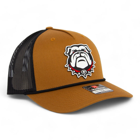 Georgia Bulldogs UGA 3D Snapback Trucker Rope Hat- Carmel/ Black