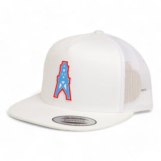 Houston Oilers 3D YP Snapback Flat Bill Trucker Hat- White