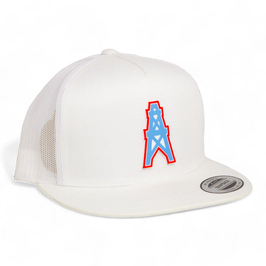 Houston Oilers 3D YP Snapback Flat Bill Trucker Hat- White