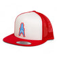 Houston Oilers 3D YP Snapback Flat Bill Trucker Hat- White/ Red