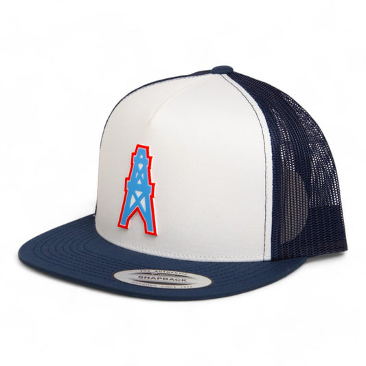 Houston Oilers 3D YP Snapback Flat Bill Trucker Hat- White/ Navy