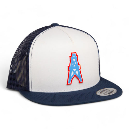 Houston Oilers 3D YP Snapback Flat Bill Trucker Hat- White/ Navy