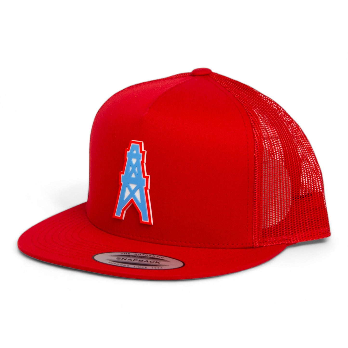 Houston Oilers 3D YP Snapback Flat Bill Trucker Hat- Red