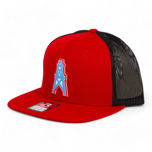 Houston Oilers 3D Wool Blend Flat Bill Hat- Red/ Black