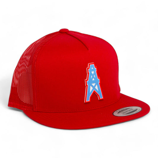 Houston Oilers 3D YP Snapback Flat Bill Trucker Hat- Red