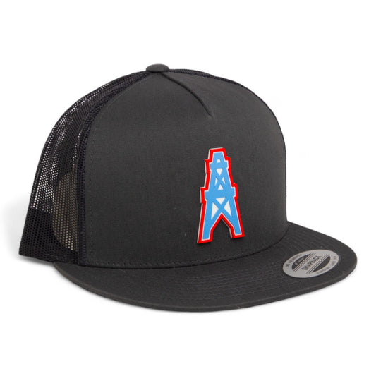 Houston Oilers 3D YP Snapback Flat Bill Trucker Hat- Charcoal/ Black