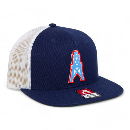 Houston Oilers 3D Wool Blend Flat Bill Hat- Navy/ White