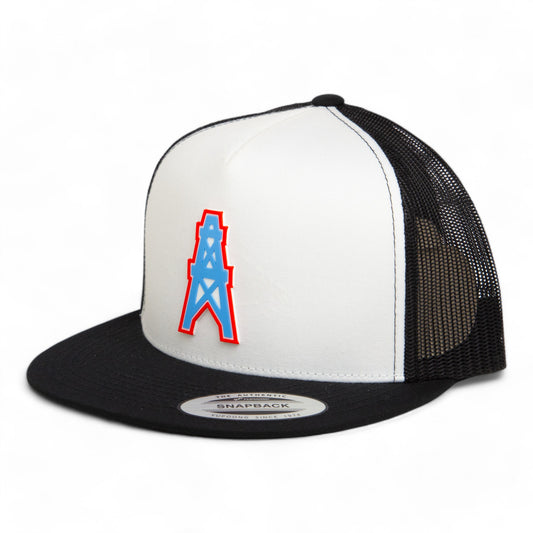 Houston Oilers 3D YP Snapback Flat Bill Trucker Hat- White/ Black