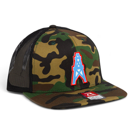 Houston Oilers 3D Wool Blend Flat Bill Hat- Army Camo/ Black