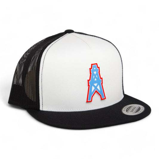 Houston Oilers 3D YP Snapback Flat Bill Trucker Hat- White/ Black