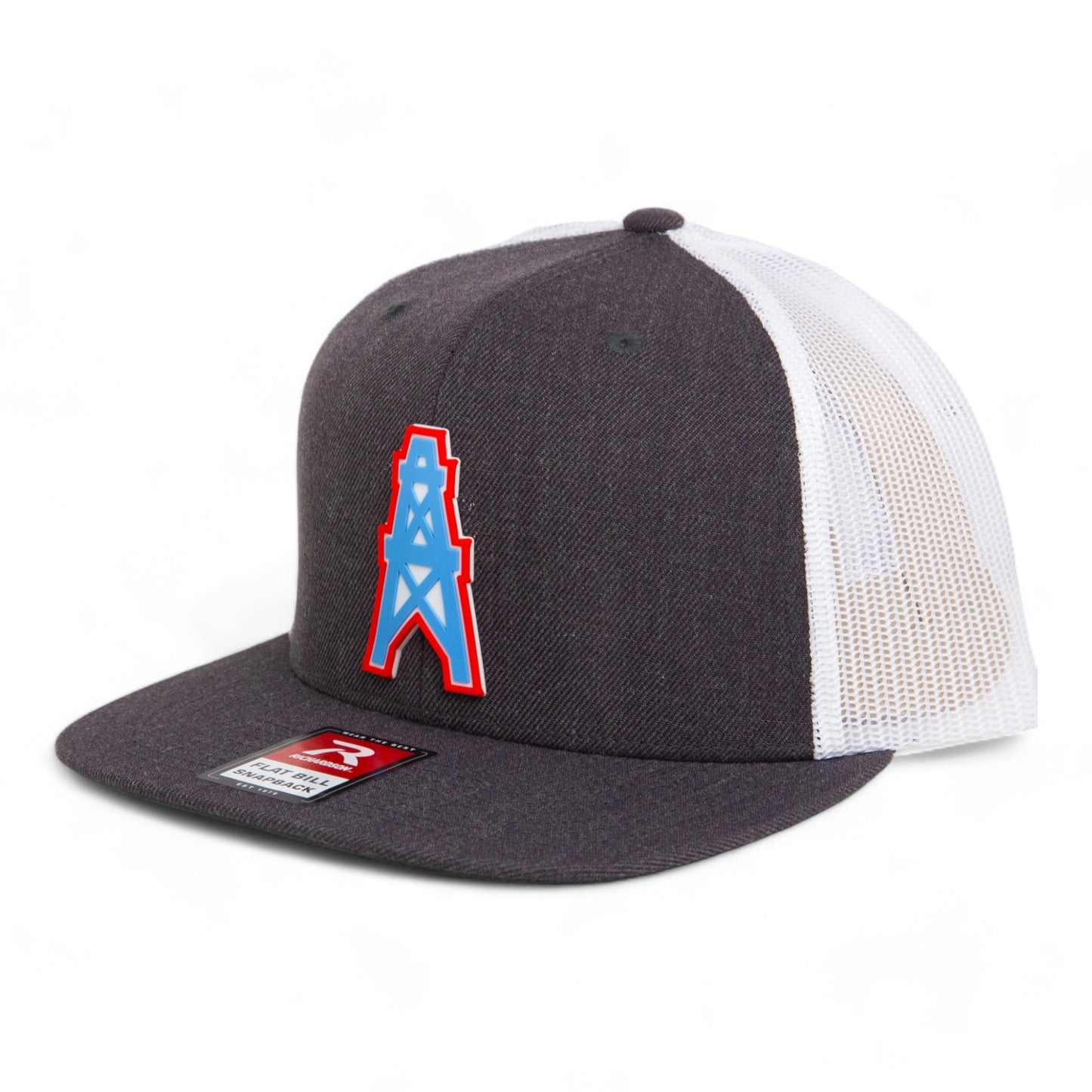 Houston Oilers 3D Wool Blend Flat Bill Hat- Heather Charcoal/ White