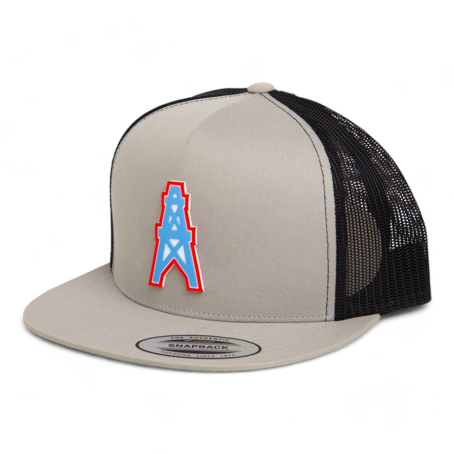 Houston Oilers 3D YP Snapback Flat Bill Trucker Hat- Silver/ Black