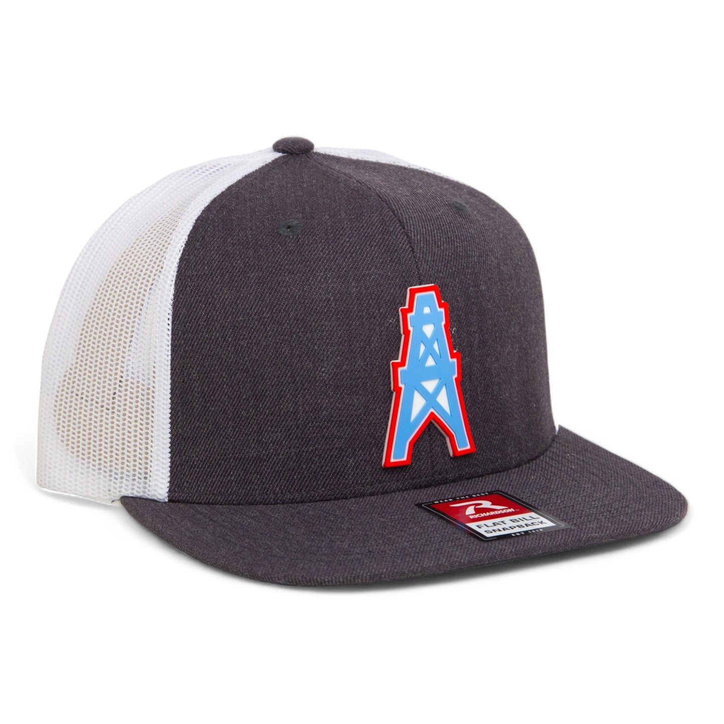 Houston Oilers 3D Wool Blend Flat Bill Hat- Heather Charcoal/ White