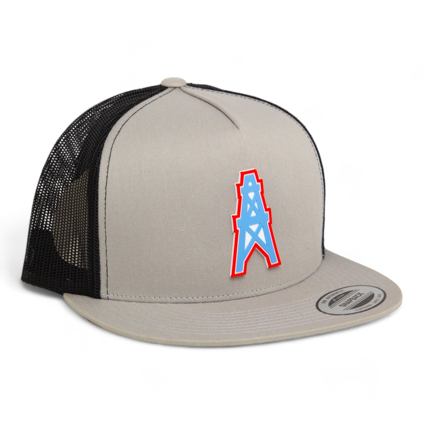 Houston Oilers 3D YP Snapback Flat Bill Trucker Hat- Silver/ Black