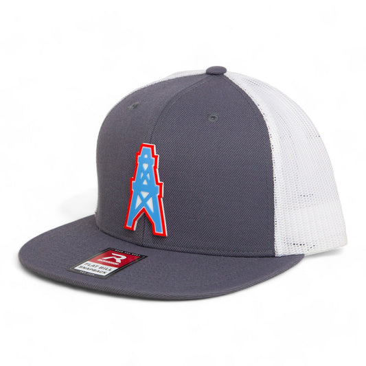 Houston Oilers 3D Wool Blend Flat Bill Hat- Charcoal/ White