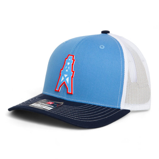 Houston Oilers 3D Snapback Trucker Hat- Columbia Blue/ White/ Navy