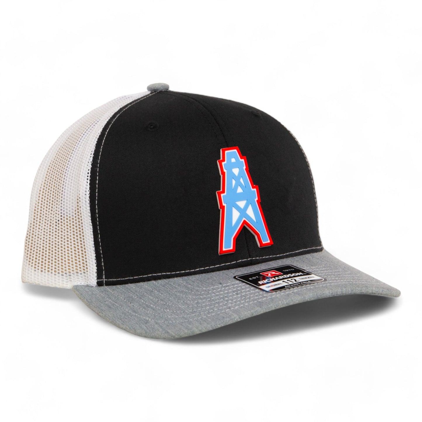 Houston Oilers 3D Snapback Trucker Hat- Black/ White/ Heather Grey