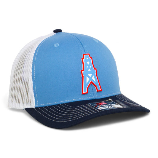 Houston Oilers 3D Snapback Trucker Hat- Columbia Blue/ White/ Navy