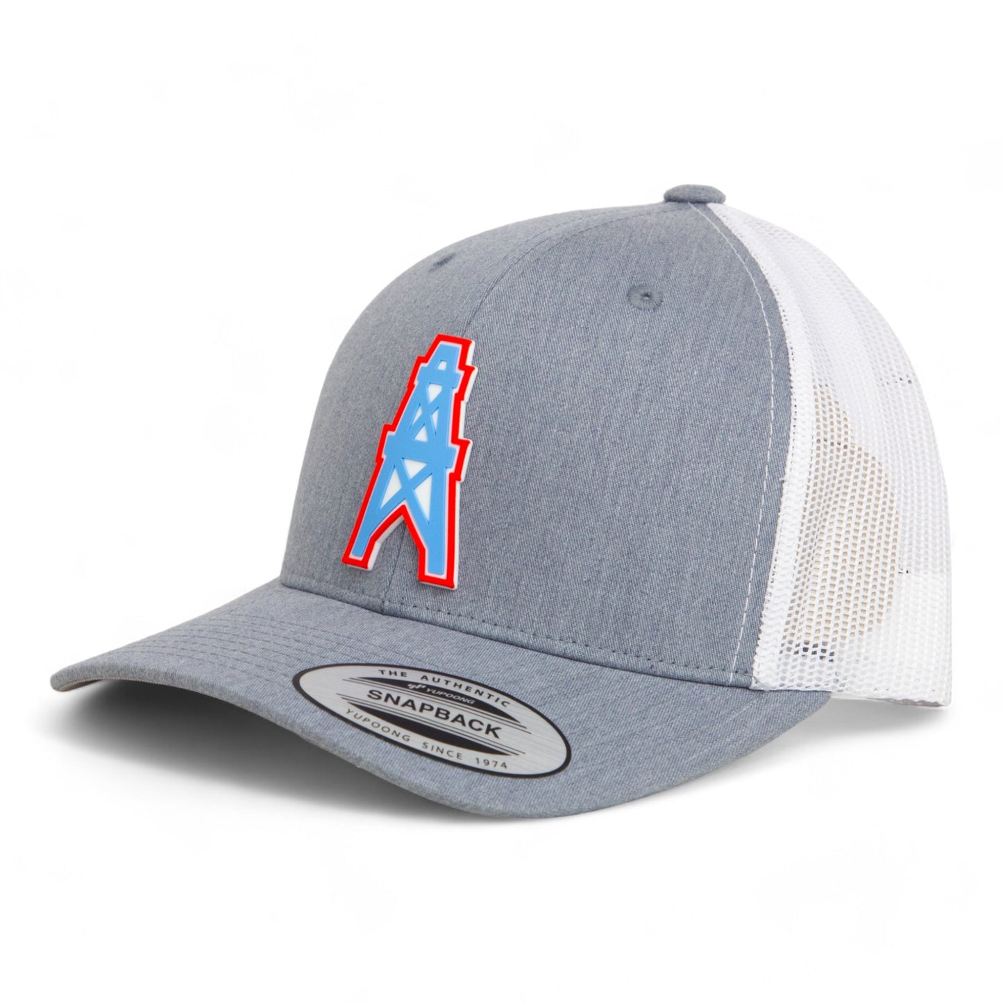 Houston Oilers 3D YP Snapback Trucker Hat- Heather Grey/ White