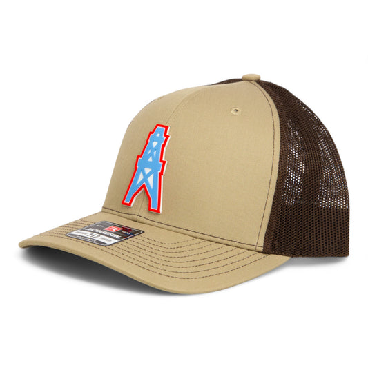 Houston Oilers 3D Snapback Trucker Hat- Khaki/ Coffee