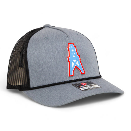 Houston Oilers 3D Snapback Trucker Rope Hat- Heather Grey/ Black