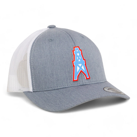 Houston Oilers 3D YP Snapback Trucker Hat- Heather Grey/ White