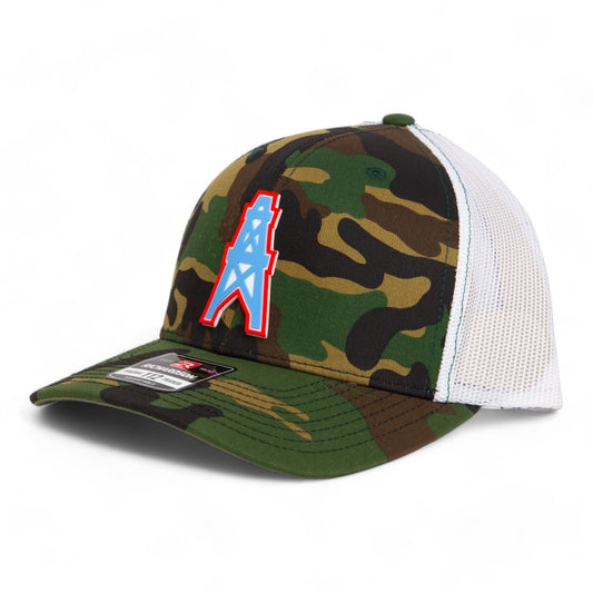 Houston Oilers 3D Snapback Trucker Hat- Army Camo/ White