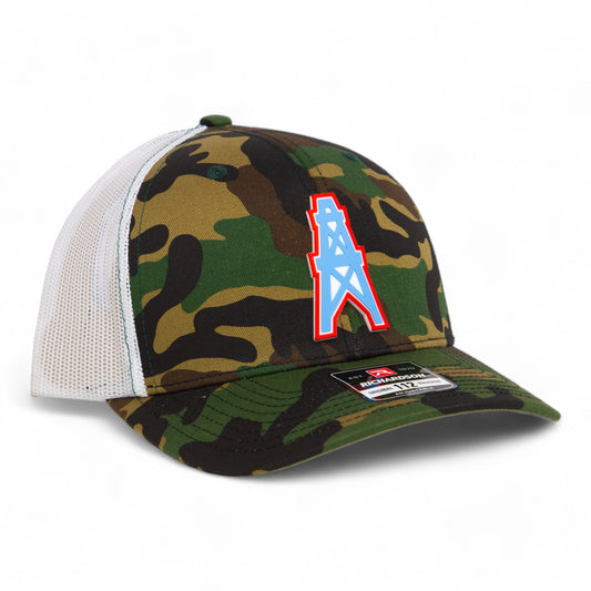 Houston Oilers 3D Snapback Trucker Hat- Army Camo/ White