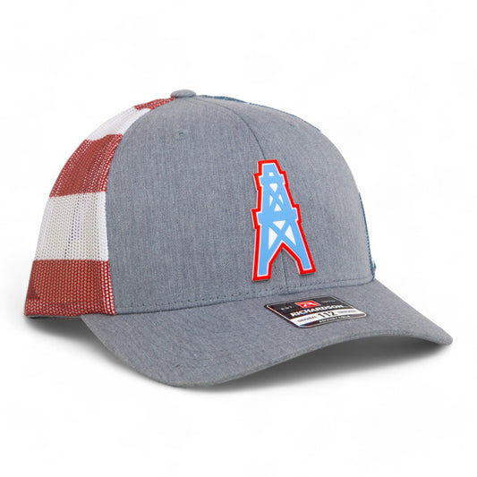 Houston Oilers 3D Snapback Trucker Hat- Heather Grey/ Stars & Stripes