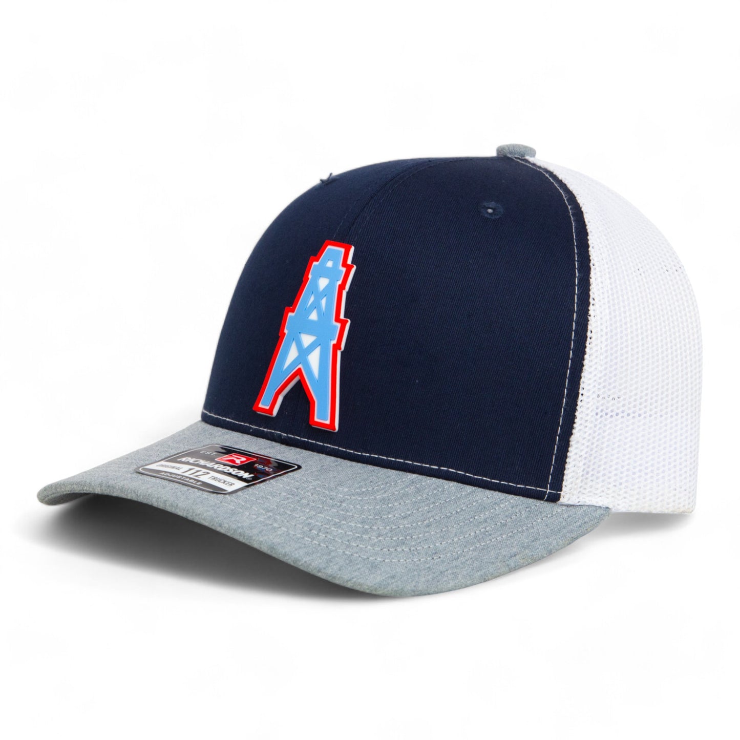 Houston Oilers 3D Snapback Trucker Hat- Navy/ White/ Heather Grey